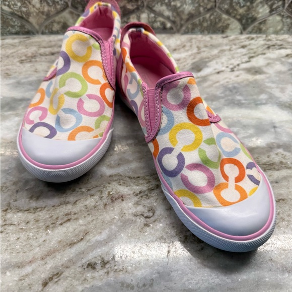 Coach signature monogram BEALE slip on canvas sneakers with Pink Trim 6.5 - Picture 5 of 8